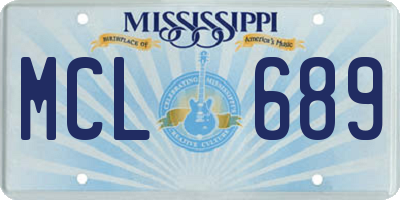 MS license plate MCL689