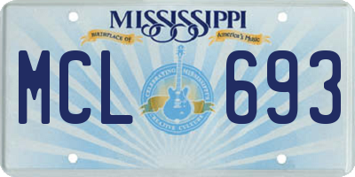 MS license plate MCL693