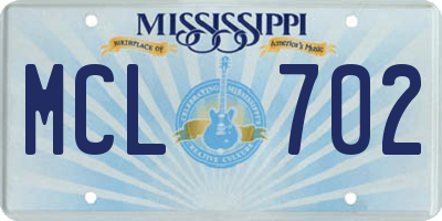 MS license plate MCL702