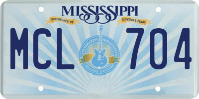 MS license plate MCL704