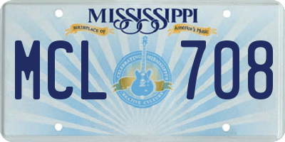 MS license plate MCL708