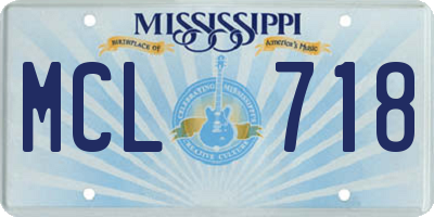 MS license plate MCL718