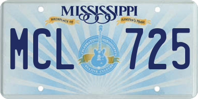 MS license plate MCL725