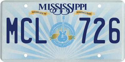 MS license plate MCL726