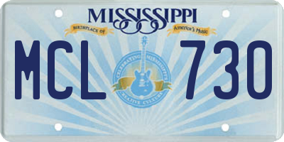 MS license plate MCL730