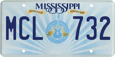 MS license plate MCL732