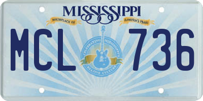 MS license plate MCL736