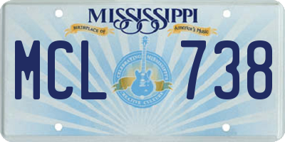 MS license plate MCL738