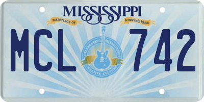 MS license plate MCL742