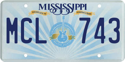 MS license plate MCL743