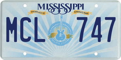 MS license plate MCL747