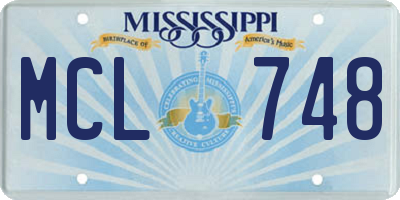 MS license plate MCL748