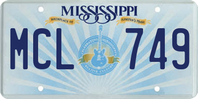 MS license plate MCL749