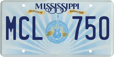 MS license plate MCL750