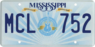 MS license plate MCL752