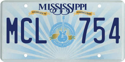 MS license plate MCL754