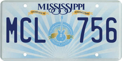 MS license plate MCL756