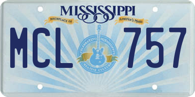 MS license plate MCL757