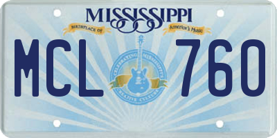 MS license plate MCL760