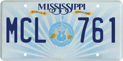 MS license plate MCL761