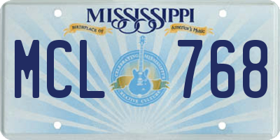 MS license plate MCL768