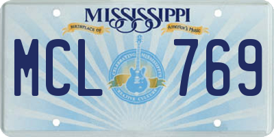 MS license plate MCL769