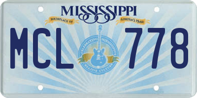 MS license plate MCL778