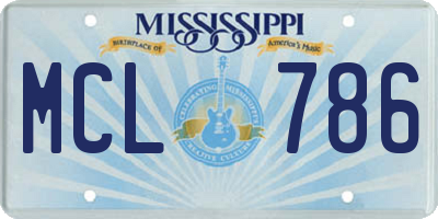 MS license plate MCL786