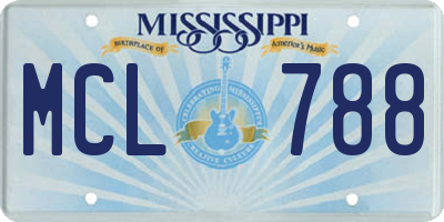 MS license plate MCL788