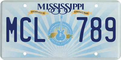 MS license plate MCL789