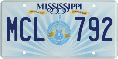 MS license plate MCL792