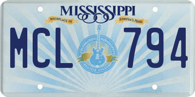 MS license plate MCL794