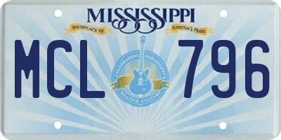 MS license plate MCL796
