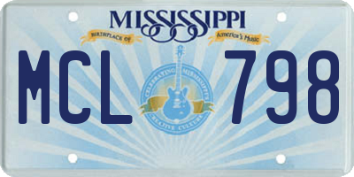 MS license plate MCL798