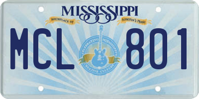 MS license plate MCL801