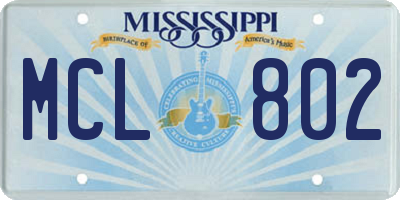 MS license plate MCL802