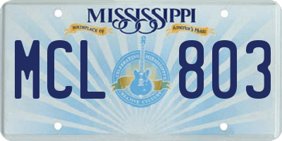 MS license plate MCL803