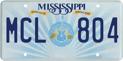 MS license plate MCL804
