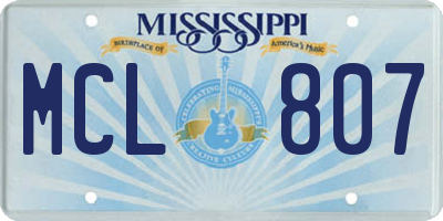 MS license plate MCL807