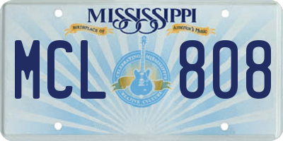 MS license plate MCL808