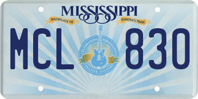 MS license plate MCL830