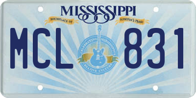 MS license plate MCL831