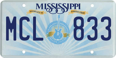 MS license plate MCL833