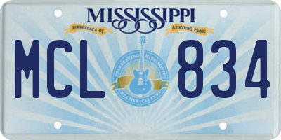 MS license plate MCL834