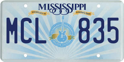 MS license plate MCL835