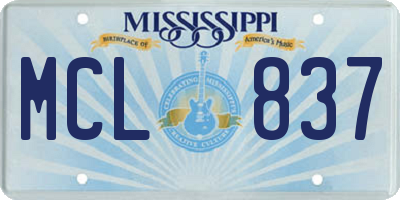 MS license plate MCL837