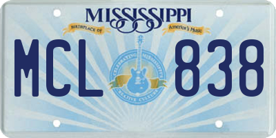 MS license plate MCL838