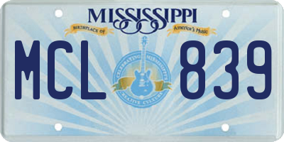 MS license plate MCL839