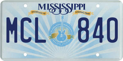 MS license plate MCL840