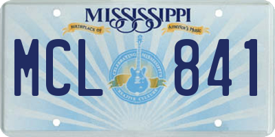 MS license plate MCL841